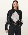Allsaints Lou Argyle Wool Sweater In Black