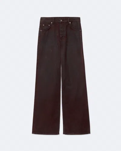 Allsaints Lou Flocked Denim High-rise Relaxed-fit Jeans In Brown