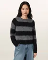Allsaints Lou Striped Sparkle Jumper In Black