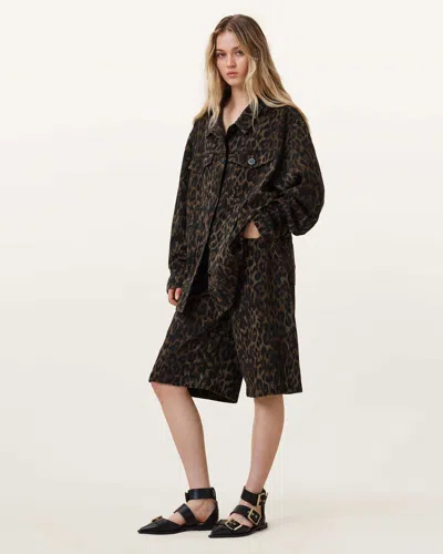 Allsaints Louie Leopard Print Long Shorts