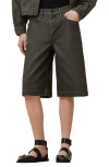 Allsaints Louie Oversize Denim Shorts In Golden Black