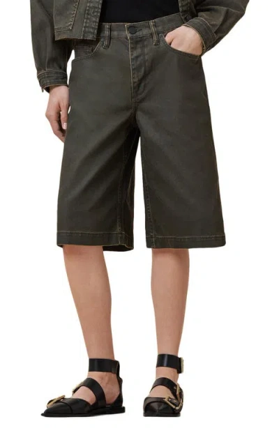 Allsaints Louie Oversize Denim Shorts In Golden Black