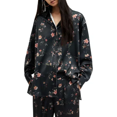 ALLSAINTS ALLSAINTS LOUISA TANANA FLORAL PRINT SATIN BUTTON-UP SHIRT