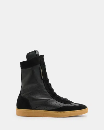 Allsaints Louise Leather High Top Trainers In Black