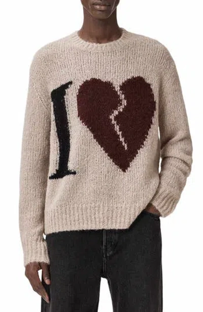 Allsaints Broken-heart Sweater In Brown