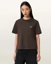 Allsaints Womens Bottle Brown Lover Lisa Embroidered Cotton-jersey T-shirt
