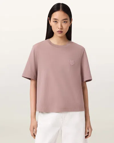 Allsaints Lover Lisa Embroidered T-shirt In Gray