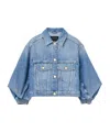 Allsaints Womens Mid Indigo Luca Cropped Denim Jacket In Blue