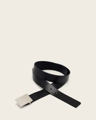 Allsaints Lucas Leather Belt In Black
