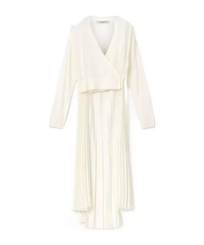 Allsaints Lucille Pleated Midi Dress In White