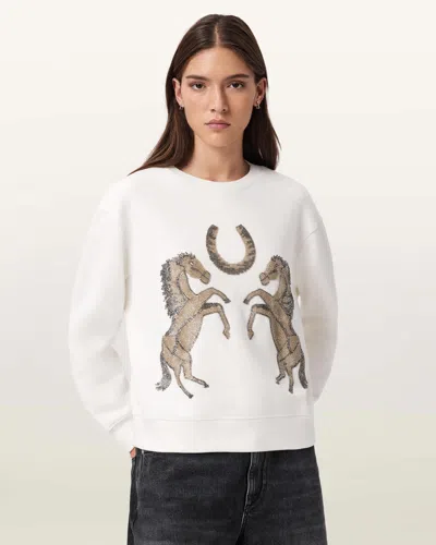 Allsaints Luck Embellished Pippa Sweatshirt In White