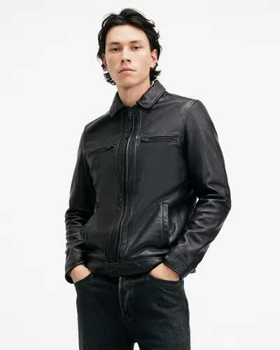 Allsaints Luck Leather Jacket In Black