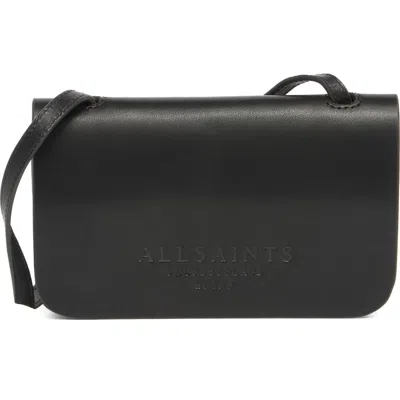 Allsaints Ludivene Crossbody Leather Wallet In Black