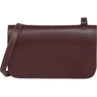 Allsaints Ludivene Crossbody Leather Wallet In Burgundy