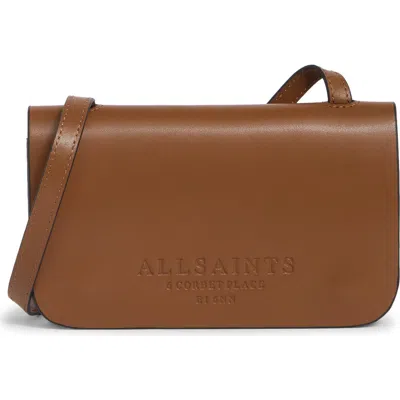 Allsaints Ludivene Crossbody Leather Wallet In Sepia Brown