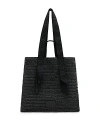 Allsaints Womens Black Lulla Logo-embossed Straw Tote In Black
