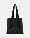 Allsaints Womens Black Lulla Logo-embossed Straw Tote In Black