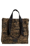 Allsaints Lullah Straw Tote Bag In Black/ Almond