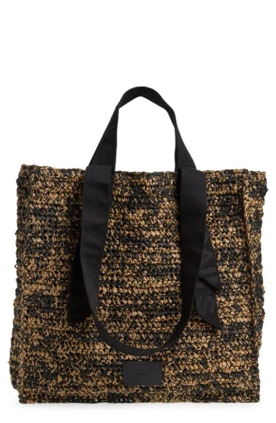 Allsaints Lullah Straw Tote Bag In Black