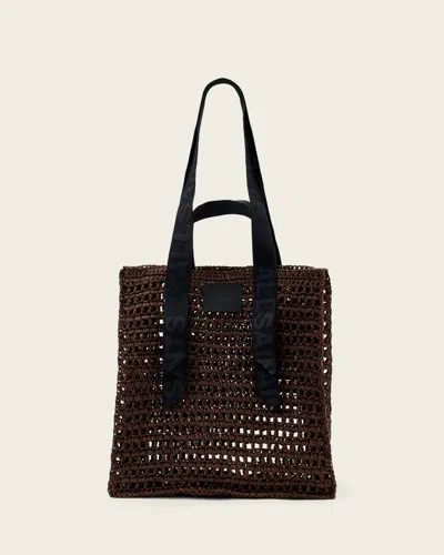 Allsaints Lullah Woven Paper Mesh Tote Bag In Brown