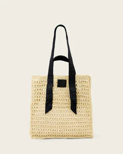 Allsaints Lullah Woven Paper Mesh Tote Bag In White