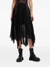 Allsaints Luna Asymmetrical Lace-up Skirt In Black