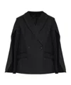 Allsaints Polyester Luna Double Breasted Cape Blazer In Black
