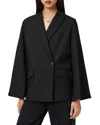 Allsaints Polyester Luna Double Breasted Cape Blazer In Black