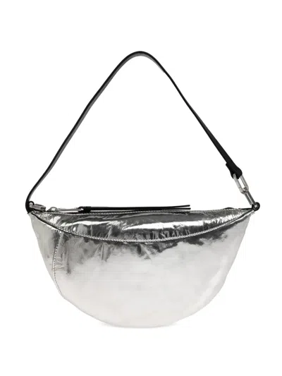 Allsaints Luna Metallic-leather Shoulder Bag In Silver