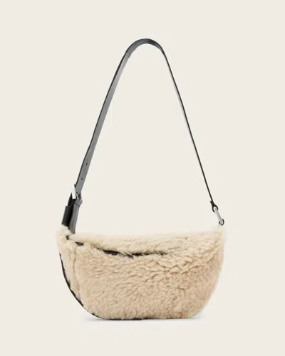 Allsaints Luna Shearling Crossbody In Natural & Black