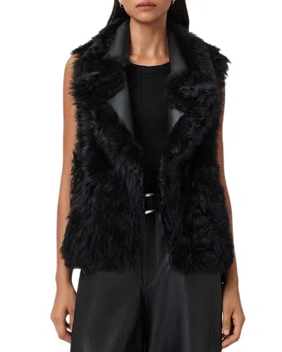Allsaints Luna Shearling Vest In Black