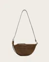 Allsaints Womens Fango Brown Luna Suede Cross-body Bag In Brown