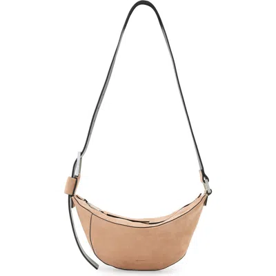 Allsaints Luna Suede Crossbody Bag In Brown