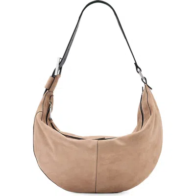 Allsaints Luna Suede Shoulder Bag In Brown