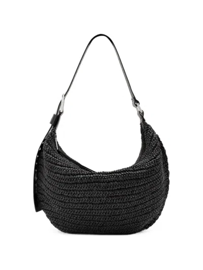 Allsaints Luna Woven Leather Shoulder Bag In Black