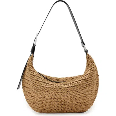 Allsaints Luna Woven Straw Shoulder Bag In Brown