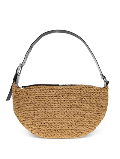 Allsaints Luna Medium Raffia Shoulder Bag In Brown