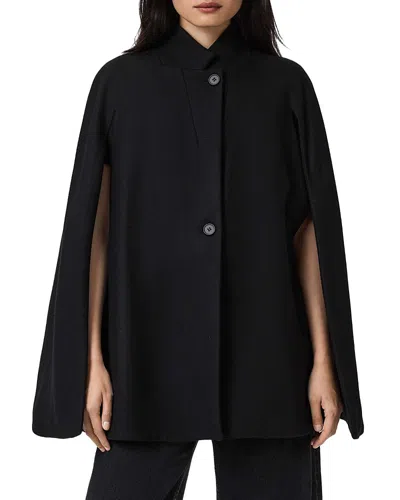 Allsaints Lunis Cape Coat In Black