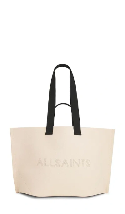 Allsaints Lutece Knit Tote In Unbleached White