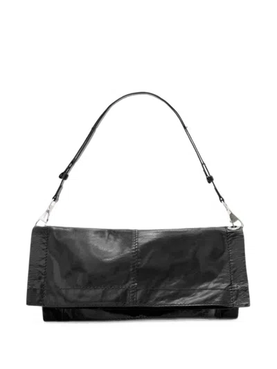 Allsaints Lutece Leather Shoulder Bag In Black