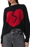 Allsaints Luv Heart Intarsia Crewneck Sweater In Black