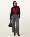 Allsaints Luv Heart Intarsia Crewneck Sweater In Black