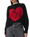 Allsaints Luv Heart Intarsia Crewneck Sweater In Black