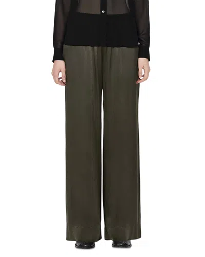 Allsaints Lycia Satin Crepe Wide Leg Pants In Green