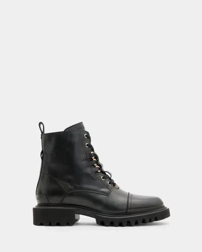 Allsaints Lydia Leather Ankle Boots In Black