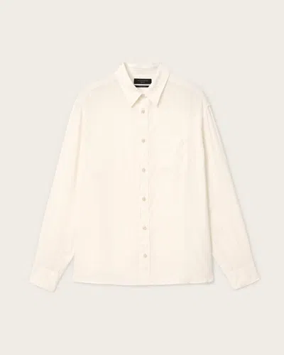 Allsaints Lyocell Carlyle Oversized Long Sleeve Shirt In White