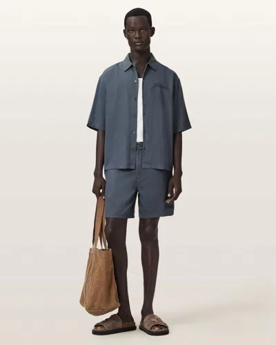 Allsaints Lyocell Circe Straight Fit Odyssey Shorts In Blue
