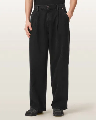 Allsaints Lyocell Daze Pleated Wide Leg Jeans In Black