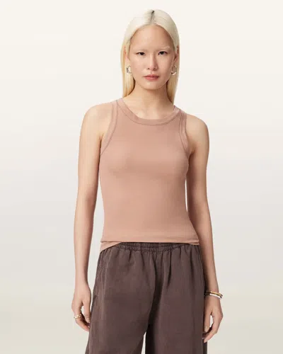 Allsaints Lyocell Rina Crew Neck Sleeveless Tank Top In Neutral