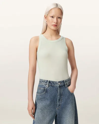 Allsaints Lyocell Rina Crew Neck Sleeveless Tank Top In Green